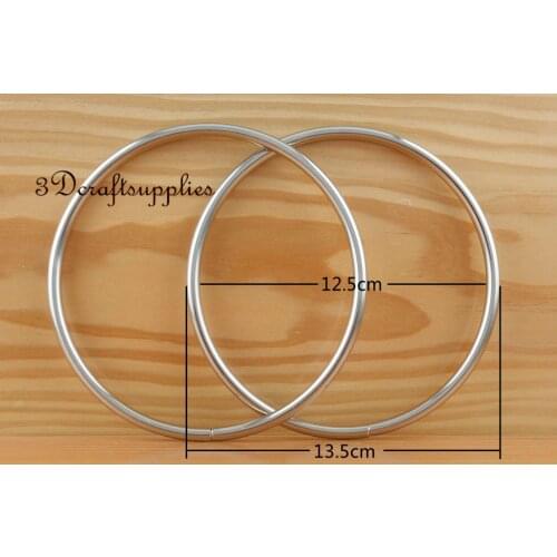 Metal purse handle O rings Circle ring iron sliver 5 inch a pair C61