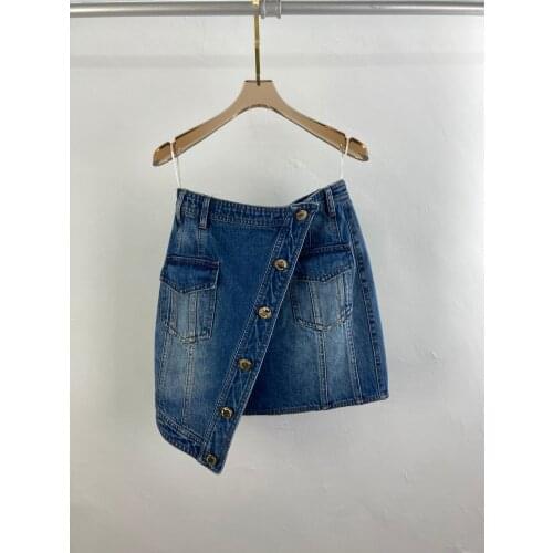 Fashion women 2021 new sexy asymmetric denim skirt 0323
