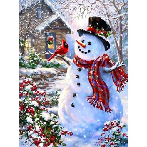 Christmas Snowman DIY 11CT Embroidery Cross Stitch Kits Needlework Craft Set Cotton Thread Printed Canvas Home Wholesale