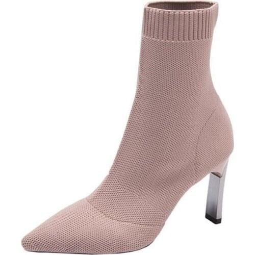 YSHUNIJ 2021 New Womens Boots Ankle Boots for Women Pumps Martin Fashion Brand High Heels Female Boots Spring Autumn Shoes Woman