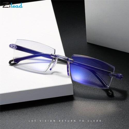 Zilead -1.0 To -4.0 Anti-Blue Light Myopia Glasses Rimless Shortsighted Glasses Computer Nearsighted Glasses For Women Men