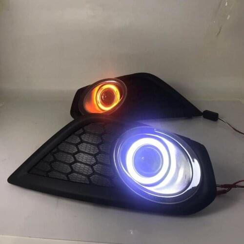 Osmrk fog lamp driving light assembly for volvo c30 cob angel eye led daytime running lights turn signal