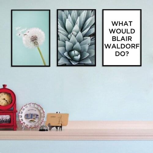 White Dandelion Tropical plant Leaves Quote Posters Print Wall Pictures For Living Room Wall Art Canvas Painting Poster Unframed