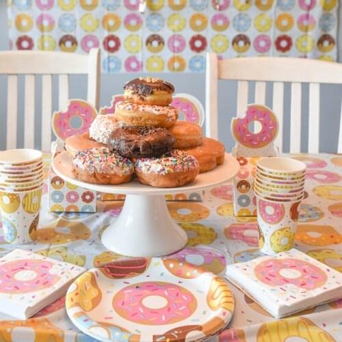 Donut Party Supplies Baby Shower Birthday Party Decoration Candy Doughnut Balloon Paper Plate Cup Tablecloth Wedding Favors