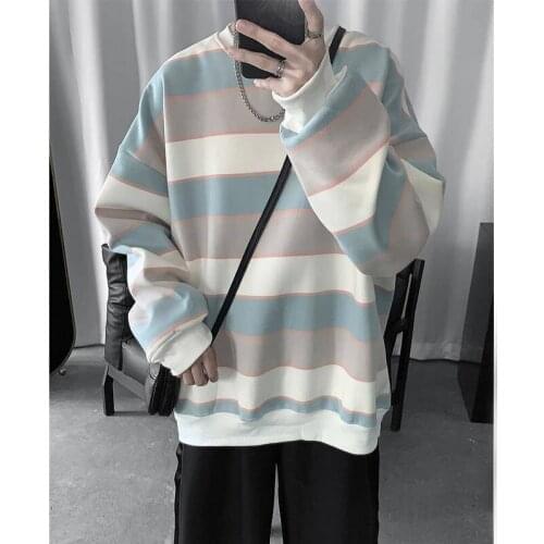 Pop Autumn Vogue Strip Mens Hoodies Korean Hip Hop Loose Casual Sweatshirts Women Oversized Hoodie Plus Size Clothes Males