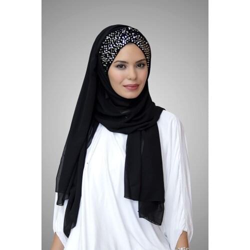 Practical Bone Velvet Sequin Head Cover Hijab Muslim Arabic Shawl Scarf Black Red Blue Burgundy Khaki