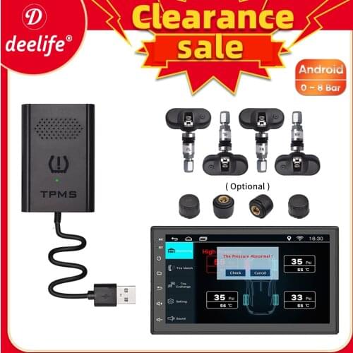 Deelife TMPS Android USB TPMS for Car DVD Player Auto Radio Tire Pressure Monitoring System External Internal Sensor