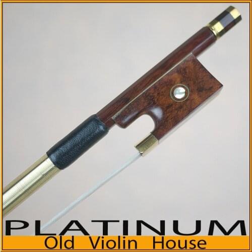 Gold Pernambuco Violin Bow with Snakewood Frog (4/4),Free shipping! Good balance of strength and flexibility