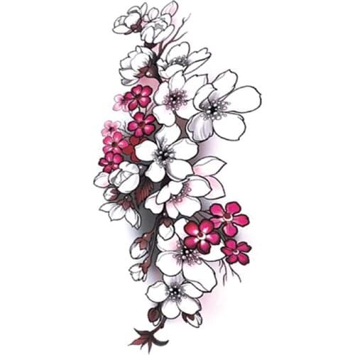 Waterproof Temporary Tattoo Sticker Watercolor Peach Blossom Leaves Design Fake Tattoos Flash Tatoos Arm Body Art for Women Men