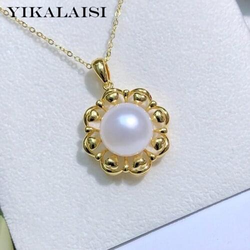 YIKALAISI 11-12mm Oblate Natural Freshwater Pearl Pendants Jewelry For Women 925 Sterling Silver Necklaces Wholesales
