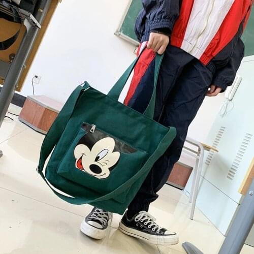 Disney Minnie handbag women Canvas bag female 2020 new fashion cute cartoon bag Mickey shoulder portable shopping bag