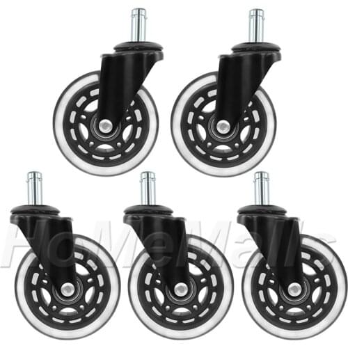 1/5pcs 360 Degree Swivel Casters PU Material Silent Wheels 2.5/3 inch Universal Casters For Office Chair Shopping Cart Trolley