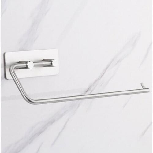 1PC Non-slip Stainless Steel Tissue Holder Free Punch Wall Mounted Hanging Roll Paper Towel Rack Bracket For Kitchen Bathroom