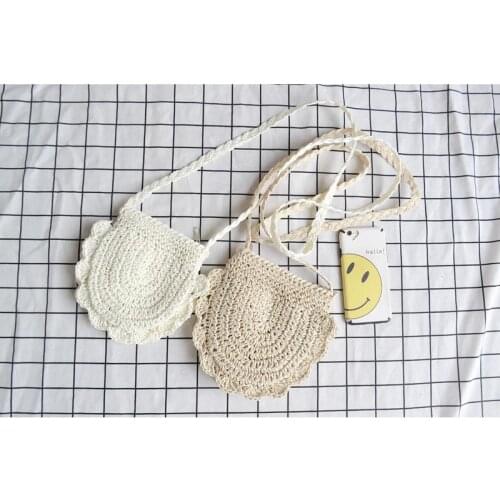15x18CM 2020 New Semicircle Flower Crochet Paper Rope Female Straw Summer Vacation Travel Bag a6248