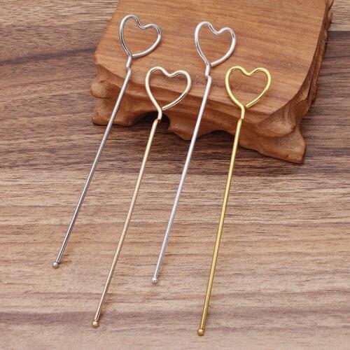 50pcs/lot Heart Shape 4 Color Alloy Hairpin Chinese Hair Sticks Bridal Hair Fork Hair Accessories For Women