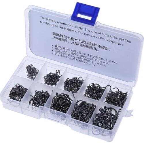 500pcs 10 Sizes Assorted Sharpened Fishing Hooks Lures Baits With Tackle Box Hot Y1QE