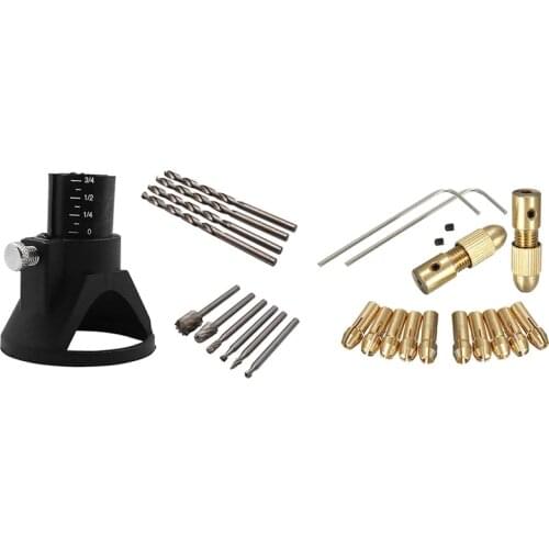 Promotion! 11 Pcs Multipurpose Cutting Guide Kit with 14 Small Electric Drill Chuck 0.5-3mm Electric Mill Copper Chuck