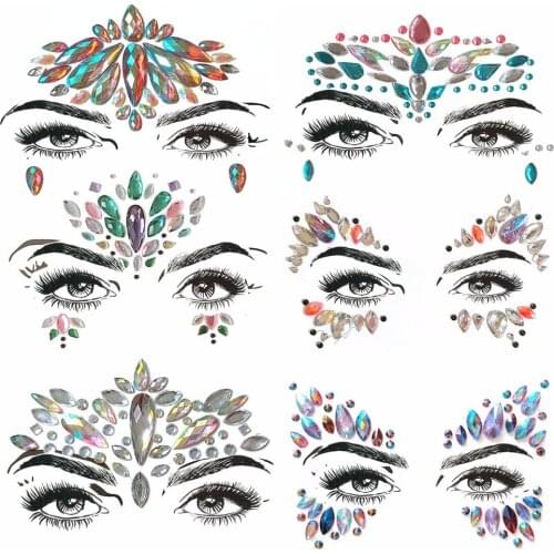 Acrylic Resin Drill Stick Bindi Sticker Handpicked Bohemia And Tribal Style Face And Eye Jewels Forehead Stage Decor Sticker