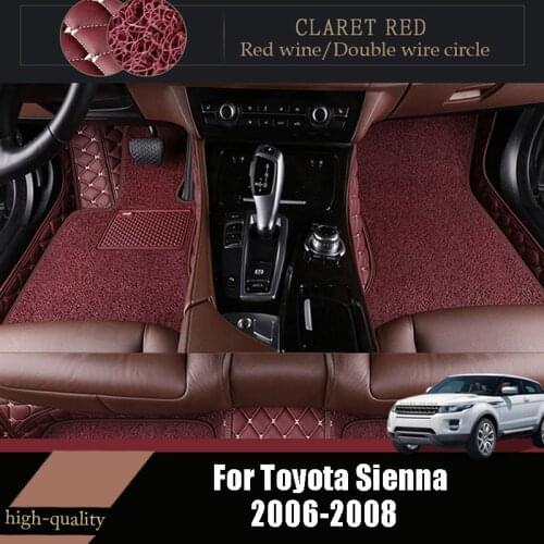 Car Floor Mats For Toyota Sienna 2008 2007 2006 (7 Seater) Carpets Luxury Double Layer Wire Loop Interior Accessories Foot Pads
