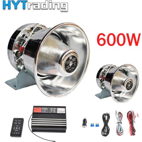 Car Horns 600W 8 Sound Loud Car Auto Warning Alarm Police Fire Siren Horn PA Speaker MIC System 12V Sirena Policia