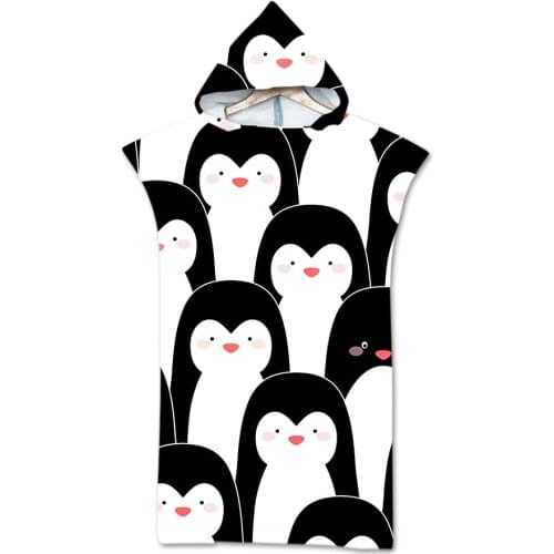 Free shipping Novelty Gift Cute Penguin Whale Swan Cat Bear Hooded Beach Towel Poncho for Pool Swim Surf Spa Bath