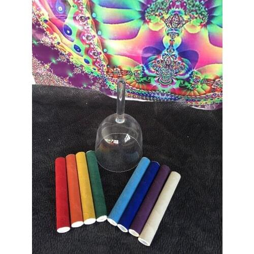 About 5.5 inch 4th octave perfect F# Thymus chakras or G note Throat chakras clear crystal singing bowl with handle healing
