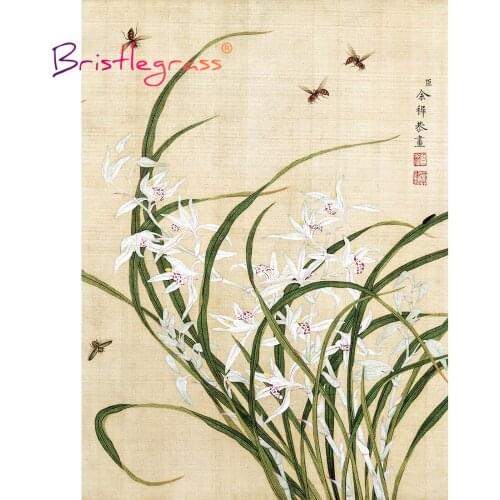 BRISTLEGRASS Wooden Jigsaw Puzzle 500 1000 Piece Orchid Flower Bee Yuzhi Educational Toy Collectibles Chinese Painting Art Decor