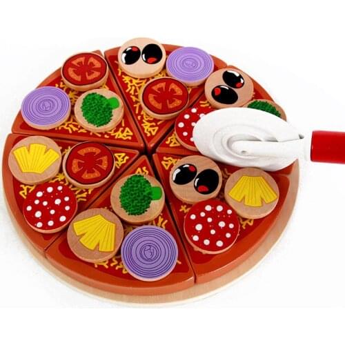 Mini Food Wooden Kitchen Toys Wooden Food Toy Realistic Cutting Vegetable Pizza Toy Realistic Kids Prentend Play Food Toy Set