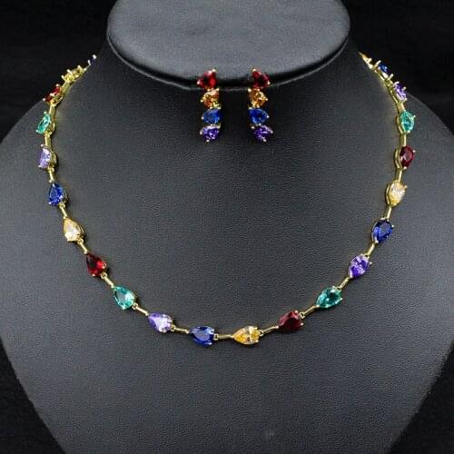 EYER Luxury Fashion Necklace Pendant Earrings For Women Wedding Bridal Cubic Zircon Dubai Shiny Party Wedding Jewelry 2020