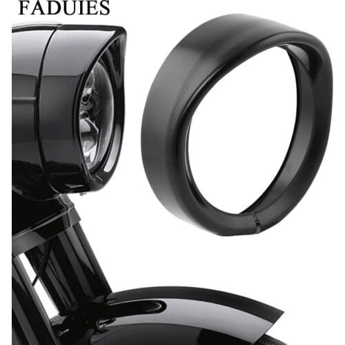FADUIES 1Pcs 7inch black/Chrome LED Headlight Trim Ring For Harley Touring Road King Electra Glide