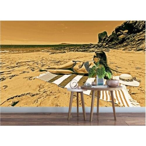 Custom mural 3d photo wallpaper on a wall Sunbathing sexy girls on the beach home decor 3d wall murals wallpaper for walls 3 d