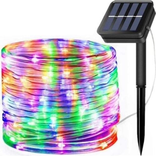Solar Power String Lights LED Rope Lights 12M 100LEDs 8 Modes Tube Light Waterproof Fairy Light For Garden Christmas Party Decor