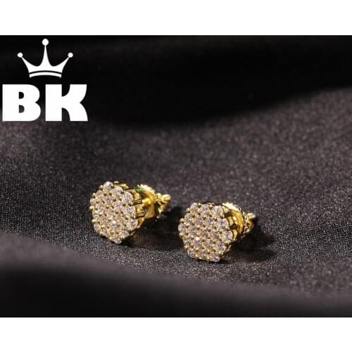 The Bling Polygon Pattern Polygon Zirconia Earrings Hip Hop 925silver Micro Paved Cubic Earring Party Jewelry