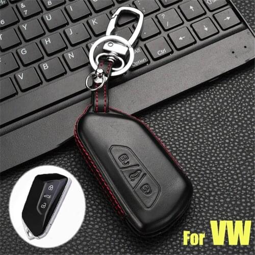 Premium Leather Car Remote Smart Key Case Cover Fob Shell Skin Bag Protector Fit For VW Golf 8 Seat Skoda Leon MK 4 Accessories