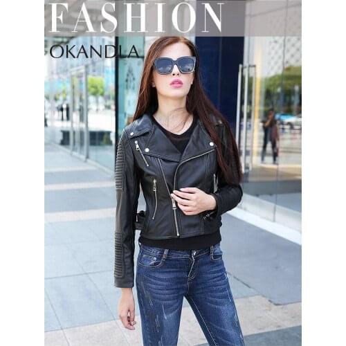 Shipping,fashion Genuine Free leather women slim jackets.Asian plus size female casual sheepskin jacket.girl gift.black