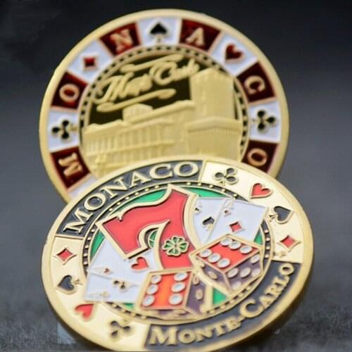 HOT Casino Monaco Good Luck Chip Challenge Coin Committed Metal Poker Chip Lucky Coin Golden Plated Souvenir Collection Gift