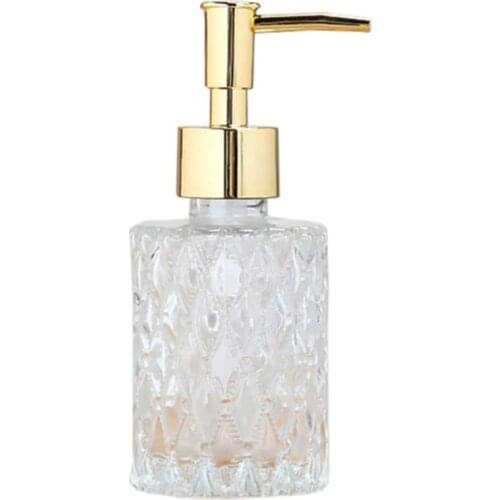 Multipurpose Mesa Soap Dispenser Easy to Clean Glass Soap Pump Dispenser perfect for Kitchen and Bathroom (Gold) Retail