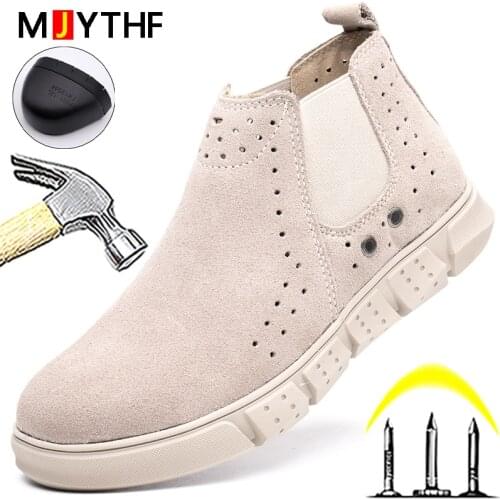 High Quality Men Safety Shoes Anti Fire Spark Welding Shoes Work Boots Breathable Steel Toe Shoes Chelsea Boots Indestructible