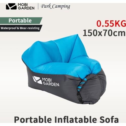 MOBI GARDEN Outdoor Camping Inflatable Sofa 210T Polyester Portable Inflatable Beach Chair Sofa Lounger Comfort Leisure Sofa