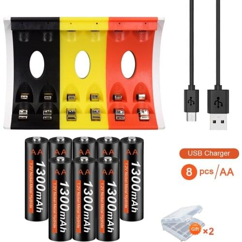 New 6 Slots Smart Battery Charger AA Battery 1300mah 1.2V Ni-MH AA rechargeable battery for Remote Control Toy light Batery