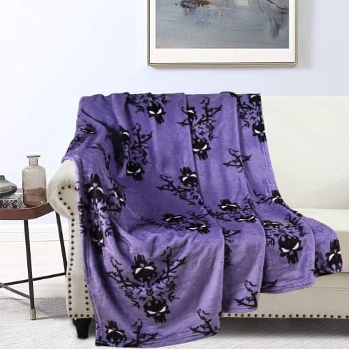 Halloween Blanket, Purple Throw Blanket, Halloween Decor Bed Blanket, Halloween Decorative Flannel Blanket, Soft Blanket