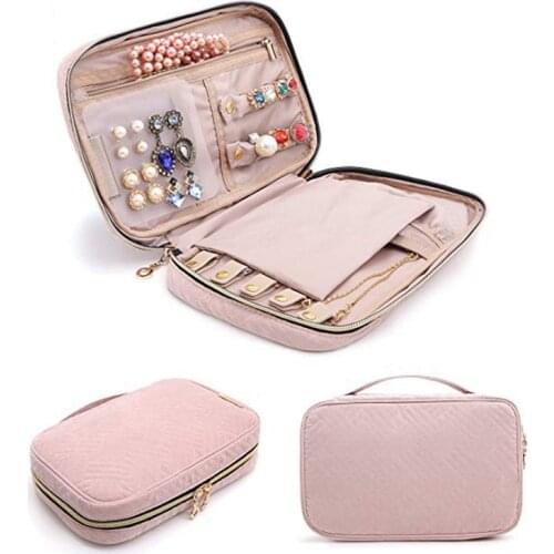 Portable Waterproof Make Up Zipper Bags Large Jewelry Packaging Roll Travel Makeup Ring Necklace Earrings Organizer Case