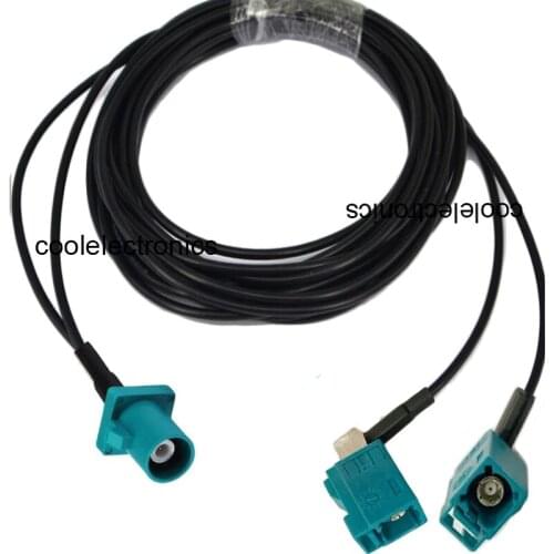 RG174 Fakra Z SMB Male Plug To 2 Fakra Z Female Jack Y Type Splitter Combined Pigtail Cable 50cm 1m 2m 3m 5m