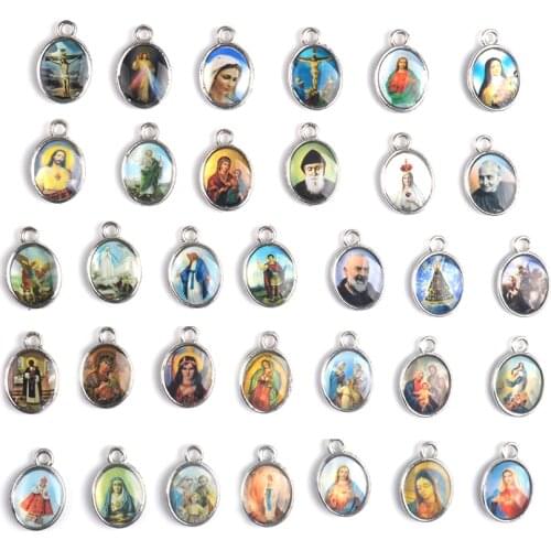 Religious Small Medal Mixed Catholic Saints Figures Jesus Mary Stickers Used in Bracelet