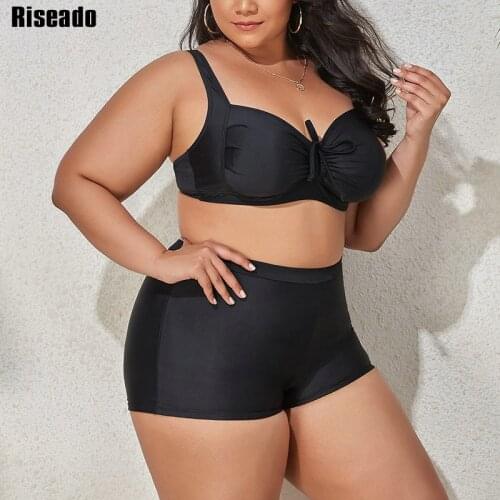 Riseado Plus Size Bikini Set Leopard Swimsuits Boyleg Swimwear Women 2021 High Waist Brazilian Biquini Women Bathing Suit Summer