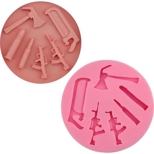 DIY Gun Saw Hammer Cake Chocolate Silicone Moulds Fondant Jelly Jello Ice Sugar Cake Molds