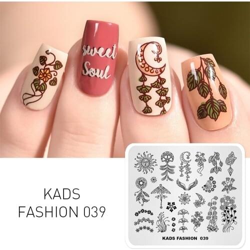 KADS Fashion 039 pattern nail stamp templates nail art stamping Plate Image Template Tools For printing DIY Manicure Stencils