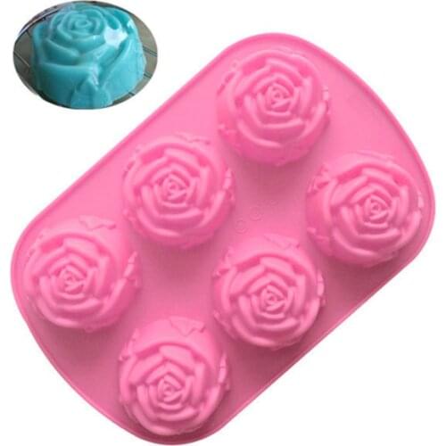 6-Cavity Rose Flowers Silicone Mold Fondant Cake Baking Cooking Tools Wedding Cake Decorating Tools Sugarcraft DIY Cakes Mould