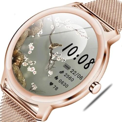 2021 New Full circle touch screen Women smart watch Luxury steel Watch Band Fashion smartwatch Sport Activity tracker For Xiaomi