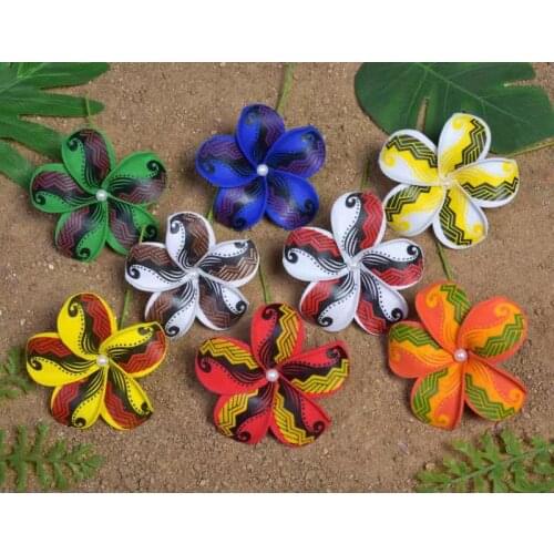 MIXED COLORS Free Shipping 80pcs/lot F1174-2 9CM Foam Tiare Hair Pick W WHITE Shell Pearl Hawaii Tropical Flower Accessories